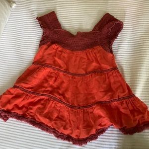 Free people small flowy shirt with crocheted top
